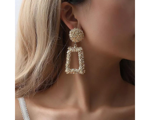 Сережки жіночі (біжутерія) Oxa об'ємні (2909) gold (7.5 см)