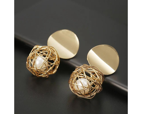 Сережки жіночі (біжутерія) Oxa круглі (2709) gold