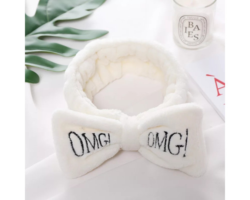 Косметична пов'язка для волосся OMG Oxa плюшева White 2789