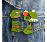 Набір пінів значків Oxa Pepe the frog жаби металеві зелені