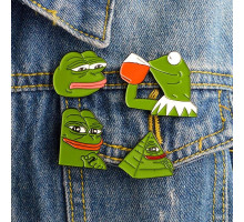 Набір пінів значків Oxa Pepe the frog жаби металеві зелені