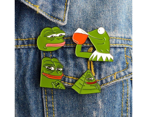 Набір пінів значків Oxa Pepe the frog жаби металеві зелені