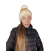 Шапка жіноча тепла з помпоном жовта (One Size)