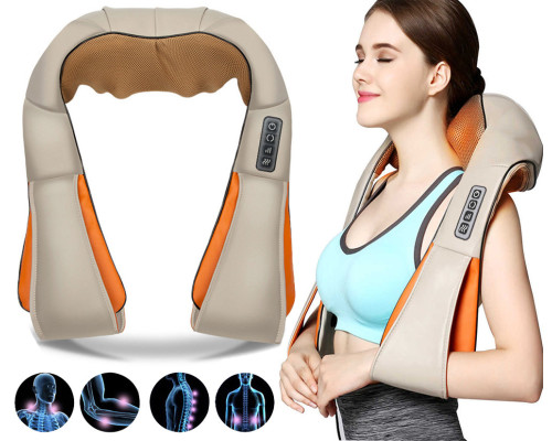 Електричний роликовий масажер для шиї і плечей з ІК-прогріванням Massager of Neck Kneading 3241