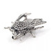 Брошка булавка жук цикада з камінням срібляста