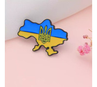 Значок патріотичний карта України синьо - жовтий пін металевий 
