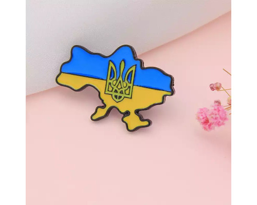 Значок патріотичний карта України синьо - жовтий пін металевий 