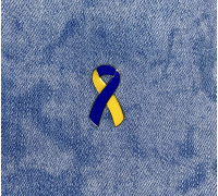 Значок патріотичний стрічка України жовто - синя пін металевий 