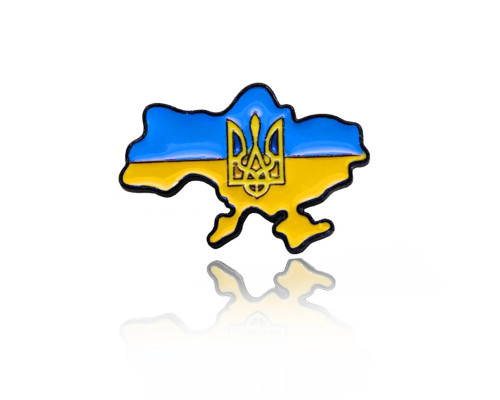 Значок патріотичний карта України синьо - жовтий пін металевий 