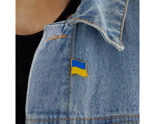 Значки комплект патріотичний прапор України та стрічка жовто - синя пін металевий 