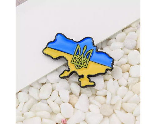 Значок патріотичний карта України синьо - жовтий пін металевий 