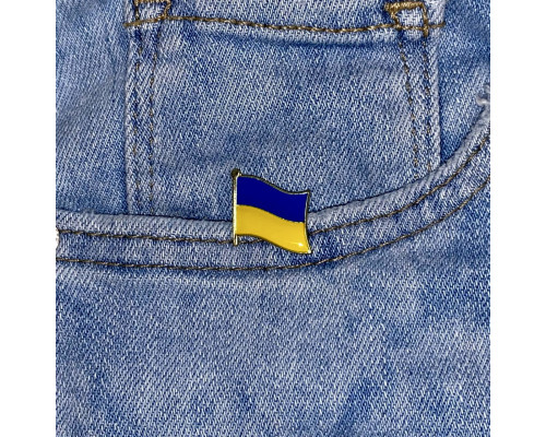 Значки комплект патріотичний прапор України та стрічка жовто - синя пін металевий 