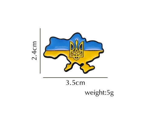 Значок патріотичний карта України синьо - жовтий пін металевий 