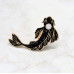Значок / пін риба Інь Oxa золотисто - чорна