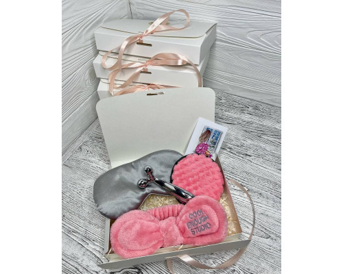 Подарунковий набір косметичних аксесуарів Beauty Box Бьюті бокс коралово - сірий з 5 предметів