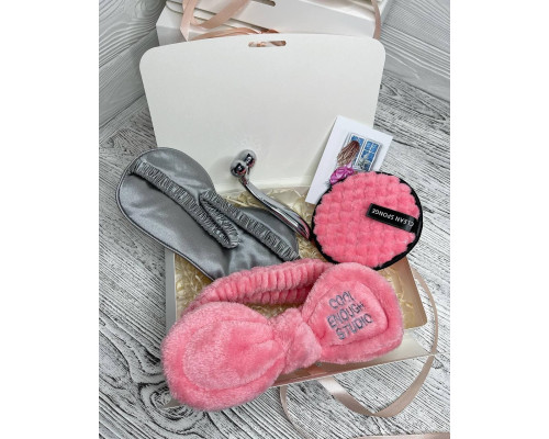 Подарунковий набір косметичних аксесуарів Beauty Box Бьюті бокс коралово - сірий з 5 предметів