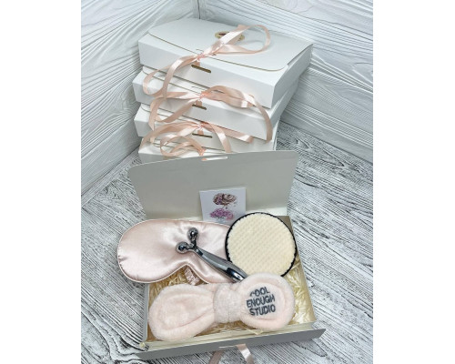Подарунковий набір косметичних аксесуарів Beauty Box Бьюті бокс  рожево-бежевий з 5 предметів