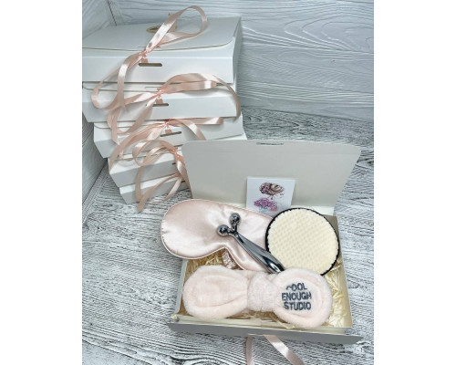 Подарунковий набір косметичних аксесуарів Beauty Box Бьюті бокс  рожево-бежевий з 5 предметів
