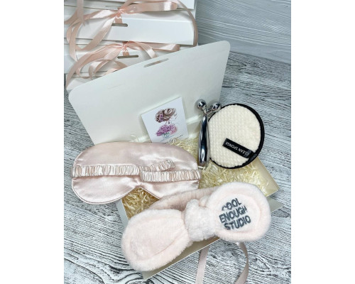 Подарунковий набір косметичних аксесуарів Beauty Box Бьюті бокс  рожево-бежевий з 5 предметів