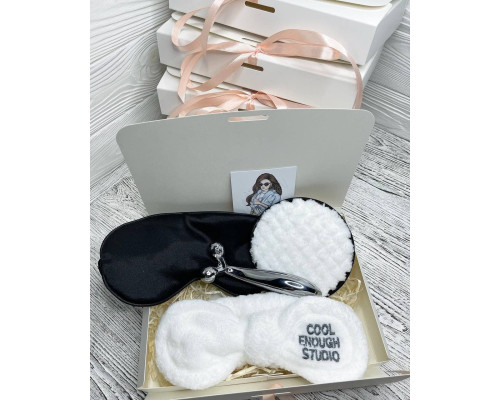 Подарунковий набір косметичних аксесуарів Beauty Box Бьюті бокс біло - чорний з 5 предметів