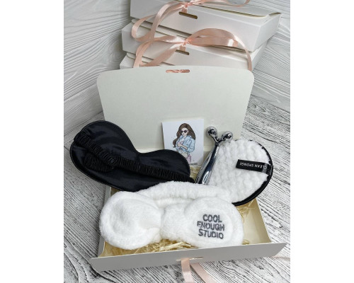Подарунковий набір косметичних аксесуарів Beauty Box Бьюті бокс біло - чорний з 5 предметів