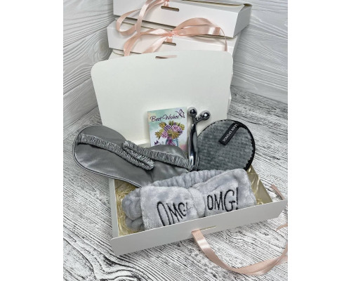 Подарунковий набір косметичних аксесуарів Beauty Box Бьюті бокс сірий з 5 предметів
