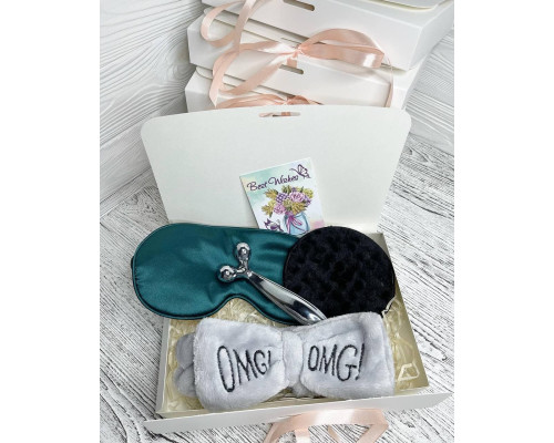 Подарунковий набір косметичних аксесуарів Beauty Box Бьюті бокс  сіро-зелений з 5 предметів