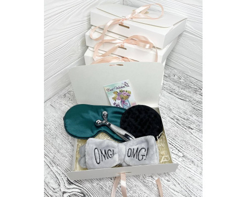 Подарунковий набір косметичних аксесуарів Beauty Box Бьюті бокс  сіро-зелений з 5 предметів