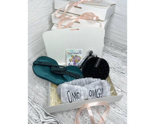 Подарунковий набір косметичних аксесуарів Beauty Box Бьюті бокс  сіро-зелений з 5 предметів