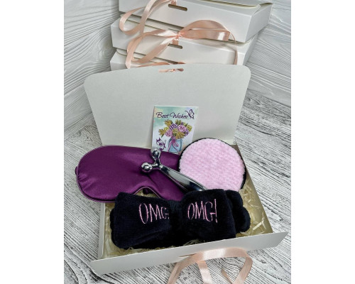 Подарунковий набір косметичних аксесуарів Beauty Box Бьюті бокс  фіолетово-рожево-чорний з 5 предметів