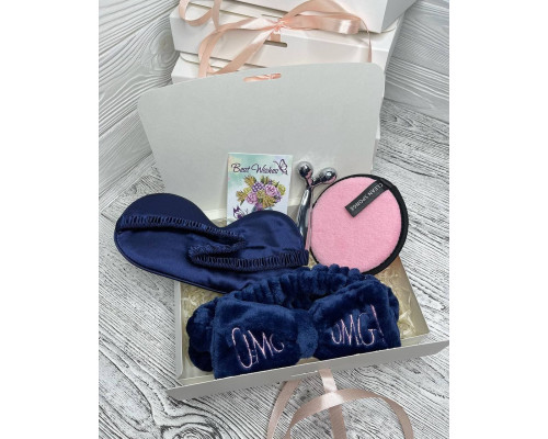 Подарунковий набір косметичних аксесуарів Beauty Box Бьюті бокс  рожево-синій з 5 предметів