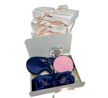 Подарунковий набір косметичних аксесуарів Beauty Box Бьюті бокс  рожево-синій з 5 предметів
