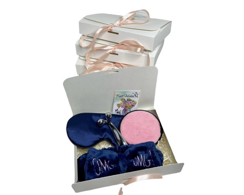 Подарунковий набір косметичних аксесуарів Beauty Box Бьюті бокс  рожево-синій з 5 предметів