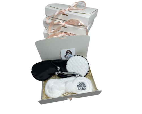 Подарунковий набір косметичних аксесуарів Beauty Box Бьюті бокс біло - чорний з 5 предметів
