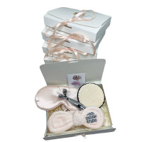 Подарунковий набір косметичних аксесуарів Beauty Box Бьюті бокс  рожево-бежевий з 5 предметів