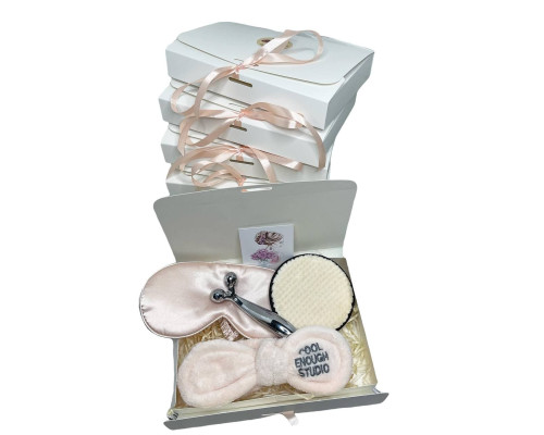 Подарунковий набір косметичних аксесуарів Beauty Box Бьюті бокс  рожево-бежевий з 5 предметів