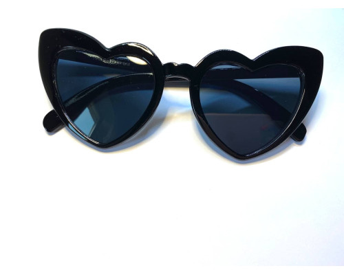 Окуляри жіночі сонцезахисні / іміджеві котяче око серце в чорній оправі