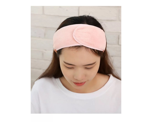 Косметична пов'язка для волосся на липучці рожева універсального розміру (52-62)