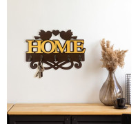 Ключниця HOME з пташками на 5 гачків коричнева