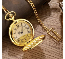 Годинник кварцовий кишеньковий на ланцюжку в стилі vintage з декором круглий колір золотистий матеріал метал