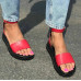 Босоніжки жіночі  стильні  натуральна шкіра колір червоний розмір 37 (24 см) (48851)