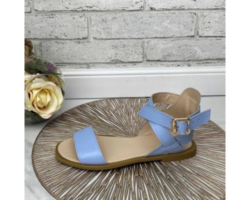 Босоніжки жіночі  стильні  натуральна шкіра блакитний колір розмір 37 (24 см) (30853)