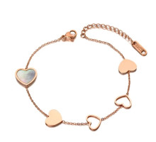 Жіночий регульований браслет медична сталь декор  сердечка колір золотистий