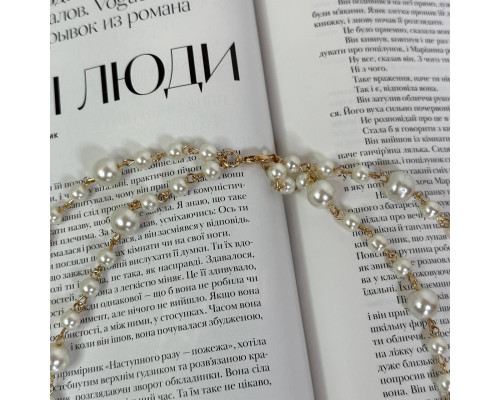Стильне жіноче подвійне намисто з перлинами декор квіти