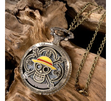 Годинник кварцовий кишеньковий в стилі вінтаж One piece круглий колір мідний матеріал метал на ланцюжку
