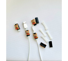 Захисні чохли силіконові для зарядного кабелю USB у вигляді милих зайчиків (4 шт)