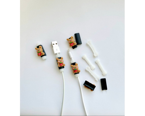 Захисні чохли силіконові для зарядного кабелю USB у вигляді милих зайчиків (4 шт)