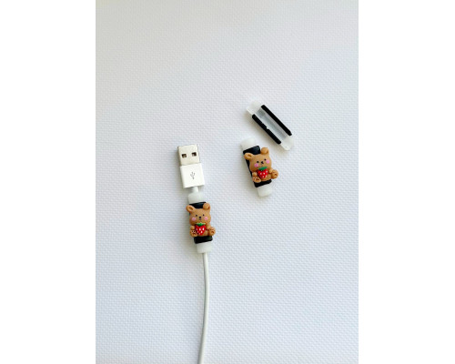 Захисні чохли силіконові для зарядного кабелю USB у вигляді милих зайчиків (4 шт)