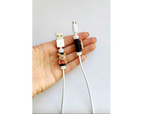 Захисні чохли силіконові для зарядного кабелю USB у вигляді милих зайчиків (4 шт)