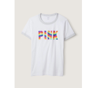 Футболка унісекс Victoria's Secret PINK бавовна оверсайз колір білий (XS)